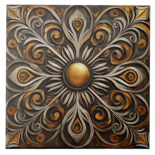 Carreau Motifs ornementaux avec centre doré 2
