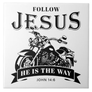 Carreau Moto Christian Biker John 14:6 Suivre Jésus
