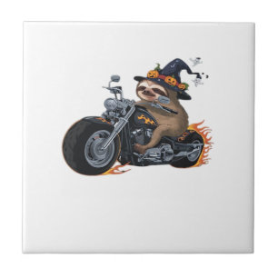 Carreau Motocyclisme de paresseux effrayant Halloween Fun