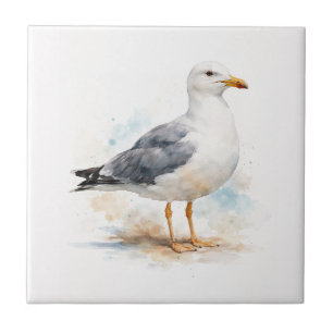 Carreau Mouette Oiseau Océan Plage Aquarelle Nautique