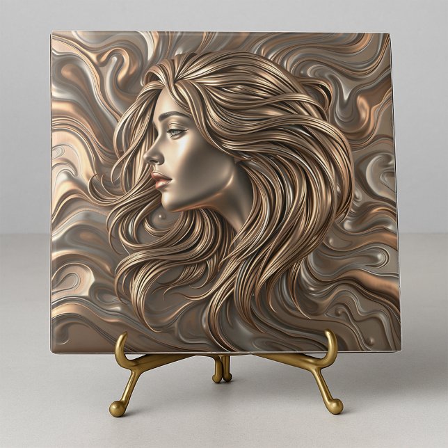 Carreau Mouler Bronze Gold Femme avec cheveux gonflants (Créateur téléchargé)