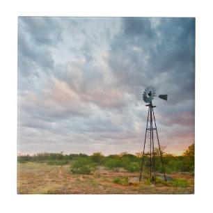 Carreau Moulin à vent et nuages au coucher du soleil