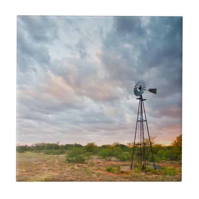 Carreau Moulin à vent et nuages au coucher du soleil (Devant)