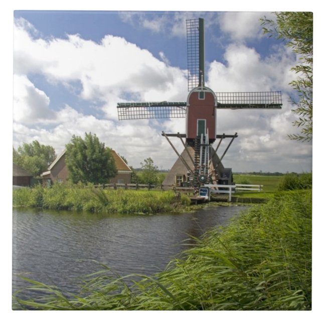 Carreau Moulin à vent le long d'un canal à l'est de Leiden (Devant)