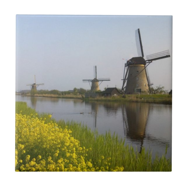 Carreau Moulins à vent le long du canal à Kinderdijk (Devant)
