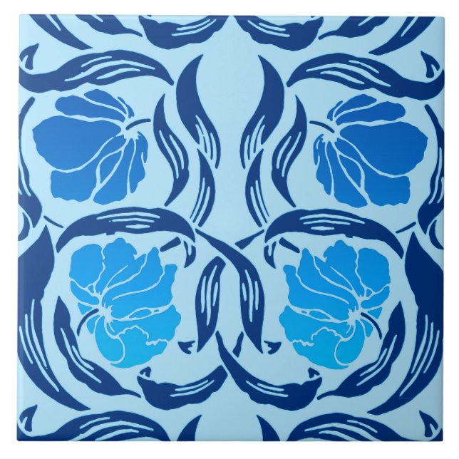Carreau Mouron, denim et bleu-clair de William Morris (Devant)