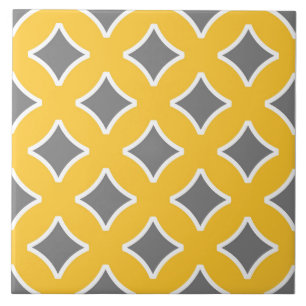 Carreau moutarde jaune, blanc, gris, moderne, ornementale
