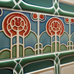 Carreau Mouvement d'artisanat d'art de symétrie des fleurs