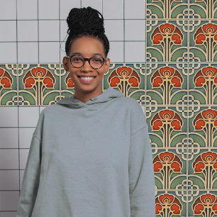 Carreau Mouvement d'artisanat d'art de symétrie des fleurs