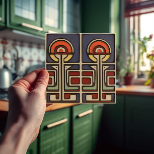 Carreau Mouvement d'artisanat d'art de symétrie des fleurs