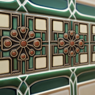 Carreau Mouvement d'artisanat d'art de symétrie des fleurs