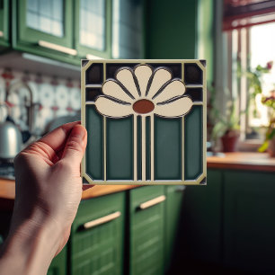 Carreau Mouvement d'artisanat d'art de symétrie des fleurs