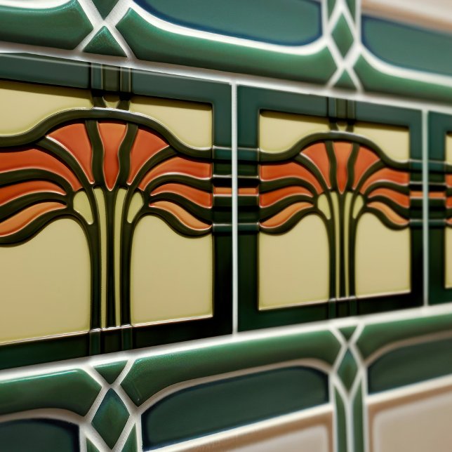 Carreau Mouvement d'artisanat d'art de symétrie des fleurs (Créateur téléchargé)