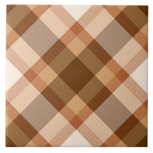 Carreau Moyenne du siècle Bias Plaid, Brown, beige et cuiv