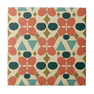 Carreau Moyenne Siècle Moderne Fleur Diamant Carrelage Jau