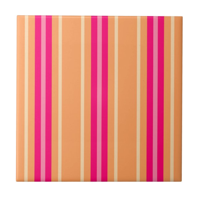 Carreau Moyenne Siècle Moderne, Fuchsia Rose & Orange  (Devant)