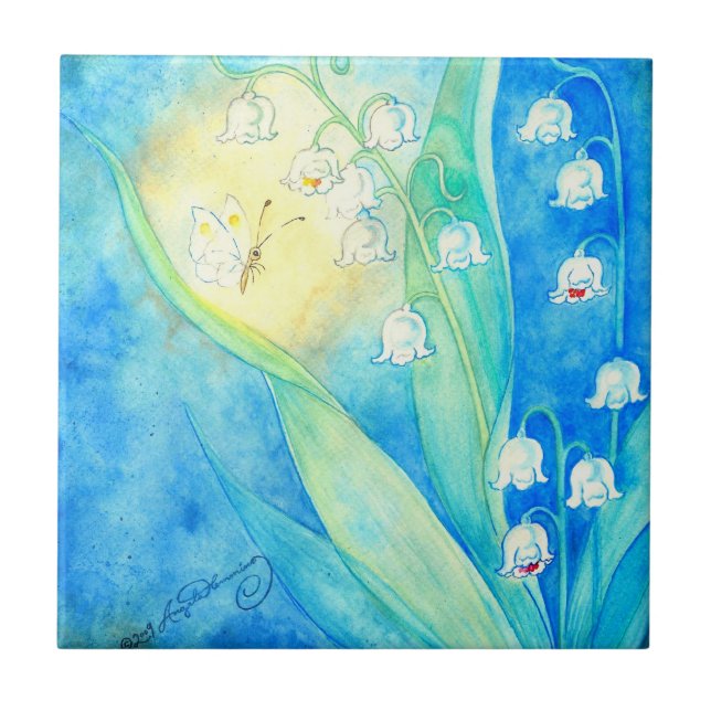 Carreau Muguet avec papillon (Devant)