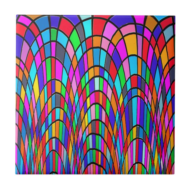 Carreau Multicolored Stained Glass Mosaic Abstract Art (Devant)