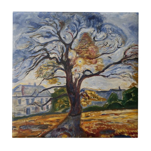 Carreau Munch L'arbre de chêne Art de la nature expression (Devant)