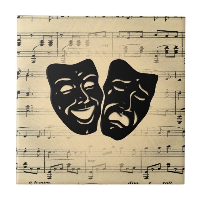 Carreau Musique antique et masques de théâtre (Devant)