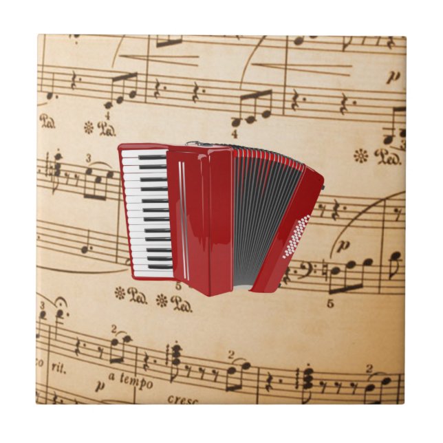 Carreau Musique d'accordéon, design populaire, (Devant)