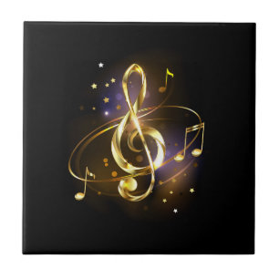 Carreau Musique de clé de sol en or
