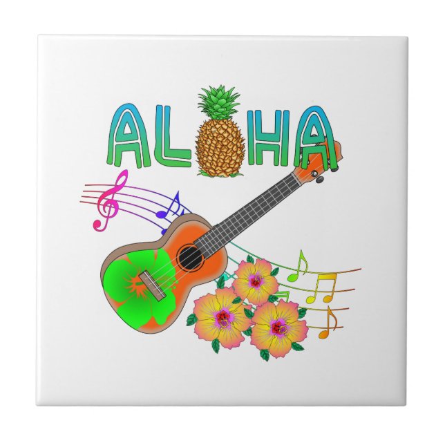 Carreau Musique de l'île Ukulele Aloha (Devant)