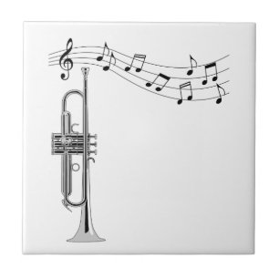 Carreau Musique de trompette avec notes musicales