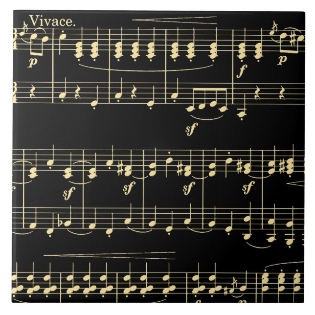 Carreau Musique d'or en noir (Devant)