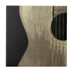 Carreau Musique Guitare acoustique Abstraite Noir