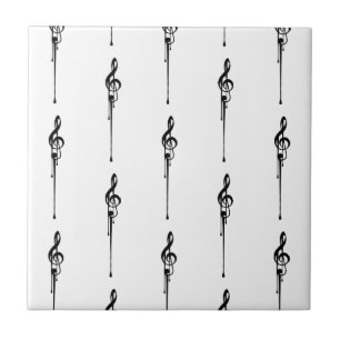 Carreau Musique Motif Melting Treble Clef noir et blanc