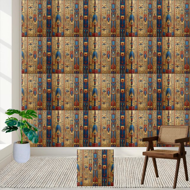 Carreau Mystic Egypt Hiéroglyphes et Floral Tile Art (Mystic Egypt Hieroglyphs and Floral Tile Art)