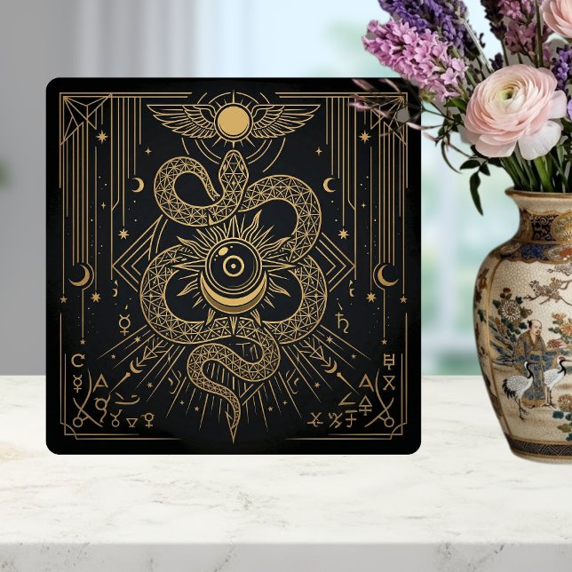 Carreau Mystic Gold Snaket Sun Celestial Astrology Art (Créateur téléchargé)