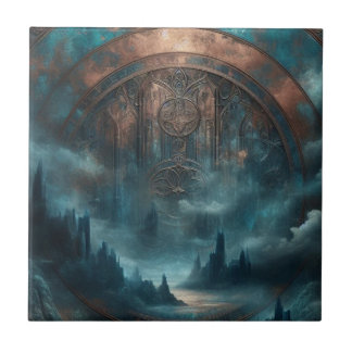 Carreau Mystic Gothic Steampunk Art - Blue Copper Patina