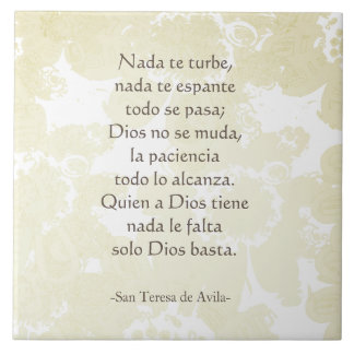 Carreau "Nada te turbe" San Teresa di Avila Blanc sur blan