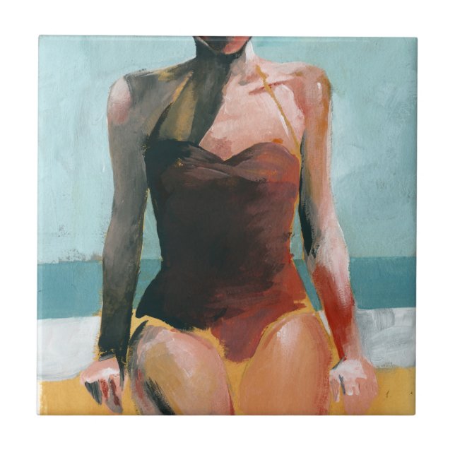 Carreau Nage vintage - maillot de bain rouge (Devant)