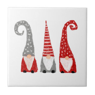 Carreau Nains de Noël modernes Rouge Gris Blanc Nordique