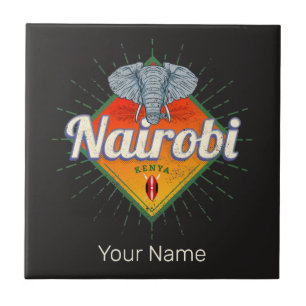Carreau Nairobi Capital Kenya Elephant Afrique Vintage