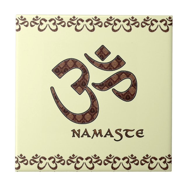 Carreau Namaste avec le brun et la crème de symbole de (Devant)