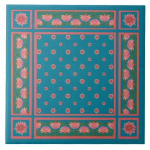 Carreau Nappes d'eau rose sur Carrelage en céramique bleu 