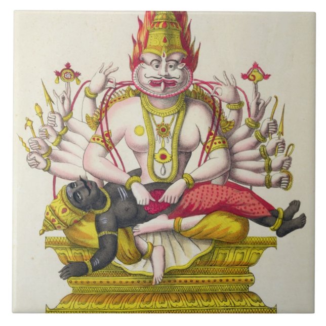 Carreau Narasimha, gravé par de Marlet (litho de couleur) (Devant)