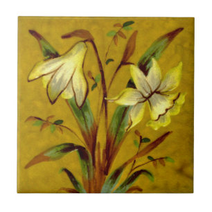 Carreau Narcissus Daffodil Barbotine Sherwin Cotton Repro