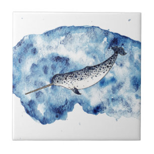 Carreau Narwhal dans une éclaboussure de couleur pour
