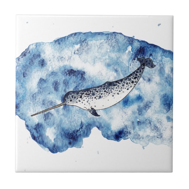 Carreau Narwhal dans une éclaboussure de couleur pour (Devant)