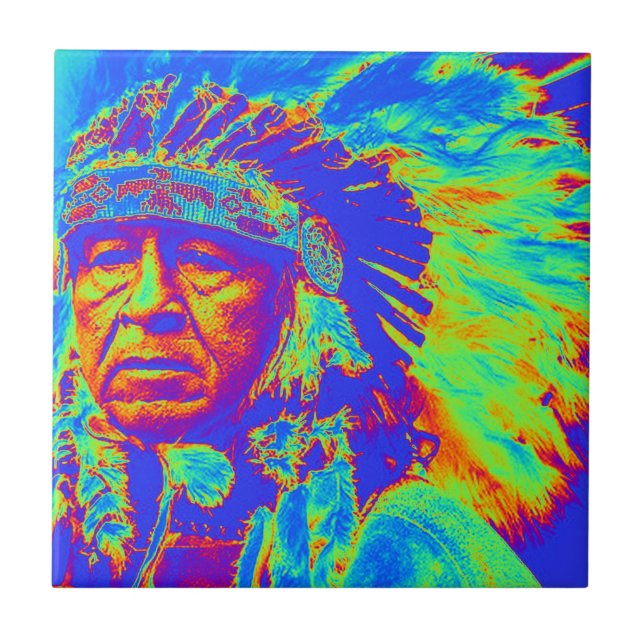Carreau Native American Chief Pop Art (Devant)