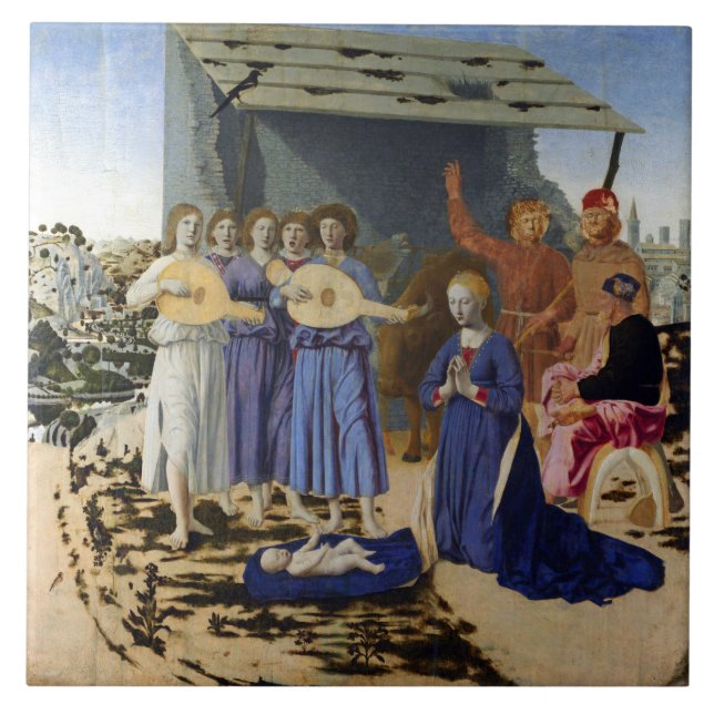 Carreau NATIVITÉ DE JÉSUS, ANGES par PIERO DELLA FRANCESCA (Devant)