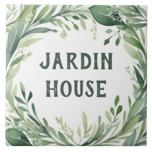 Carreau Nature Aquarelle Personnalisée Nom de la maison Pl