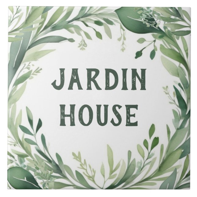 Carreau Nature Aquarelle Personnalisée Nom de la maison Pl (Devant)