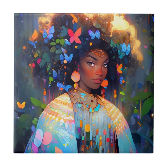 Carreau Nature Déesse Imaginaire afro-américain Art (Devant)