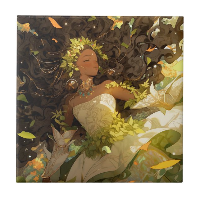 Carreau Nature Déesse Imaginaire afro-américain Art (Devant)